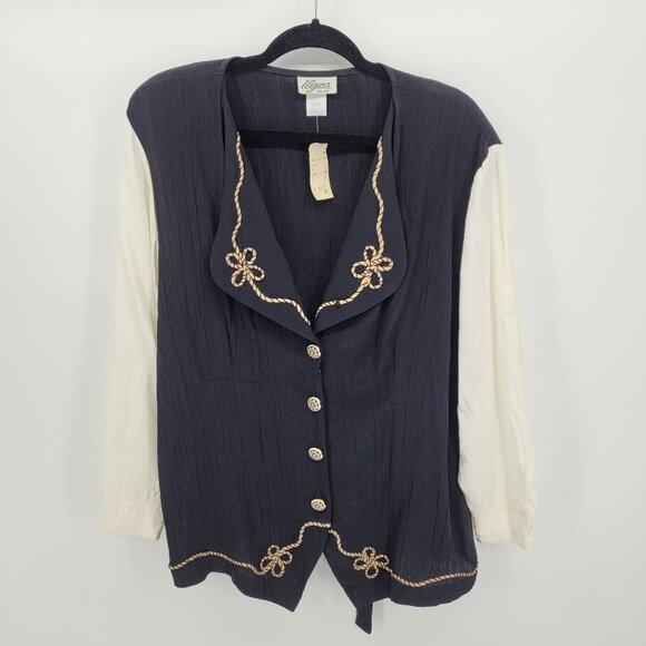 Ilyza New York Womens size 16 Black white button up NWT Deadstock - Picture 12 of 12